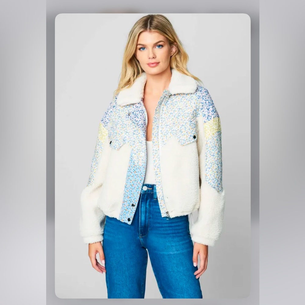 Blank NYC Multicolor Patchwork Sherpa Jacket